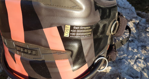 Label on kitesurfing harness